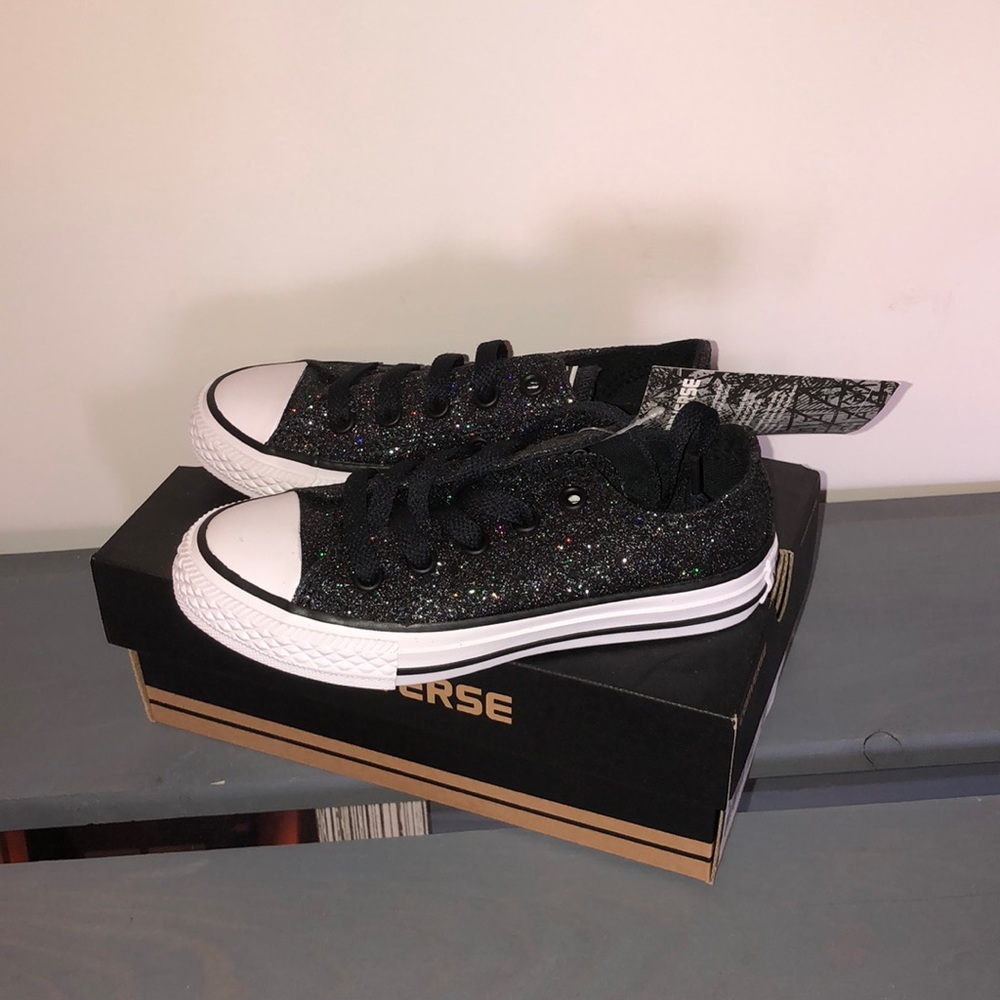 Youth converse black/white/glitter girls low top